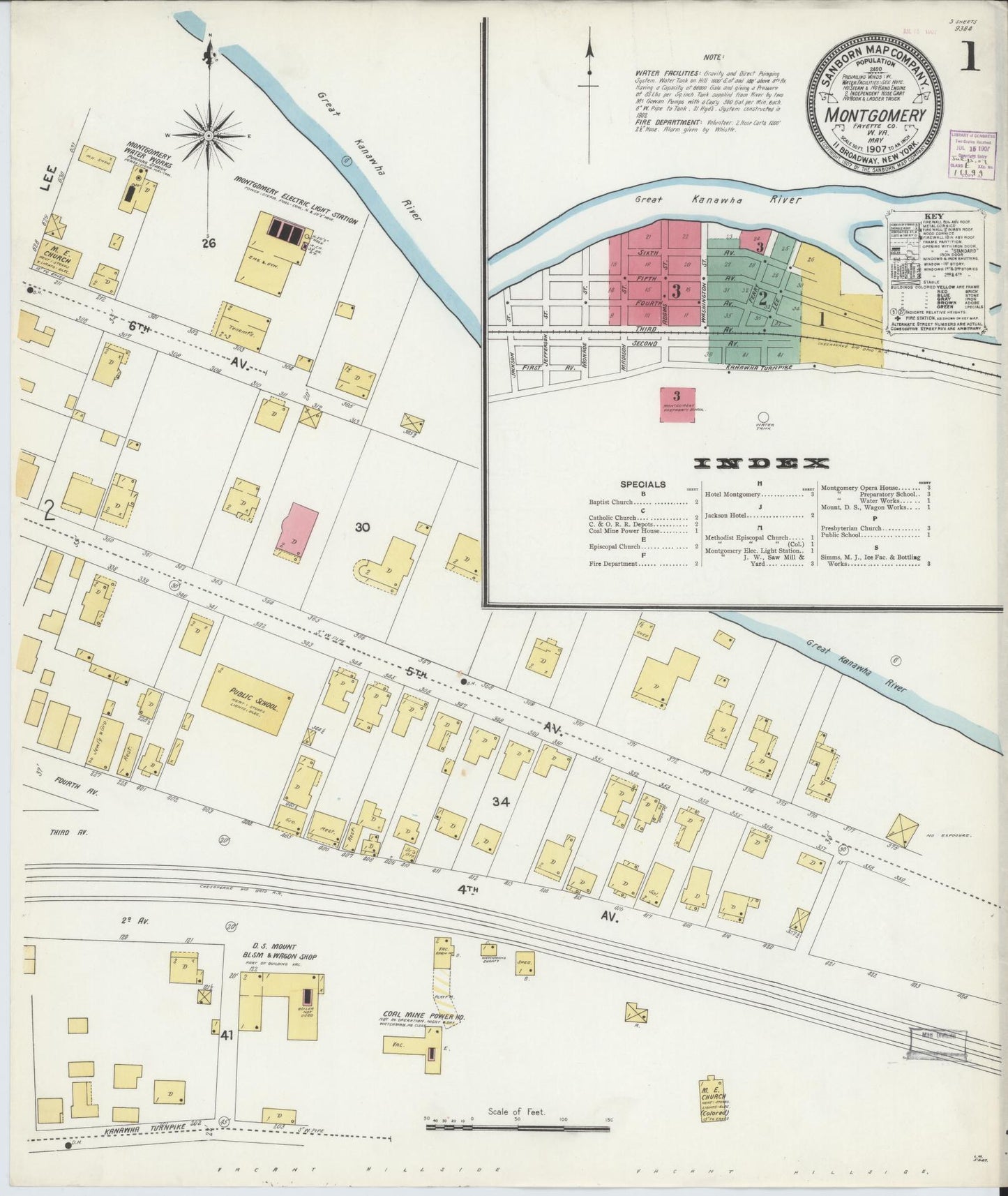 Sanborn Fire Insurance Map from Montgomery, Fayette County, West Virginia. (1907) – Historic Sanborn Fire Insurance Map Print