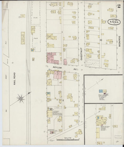 Sanborn Fire Insurance Map from Anna, Union County, Illinois (1888), Sheet #0002 - Complete Map Set gallery image, historic Sanborn map, vintage wall art, Illinois Illinois