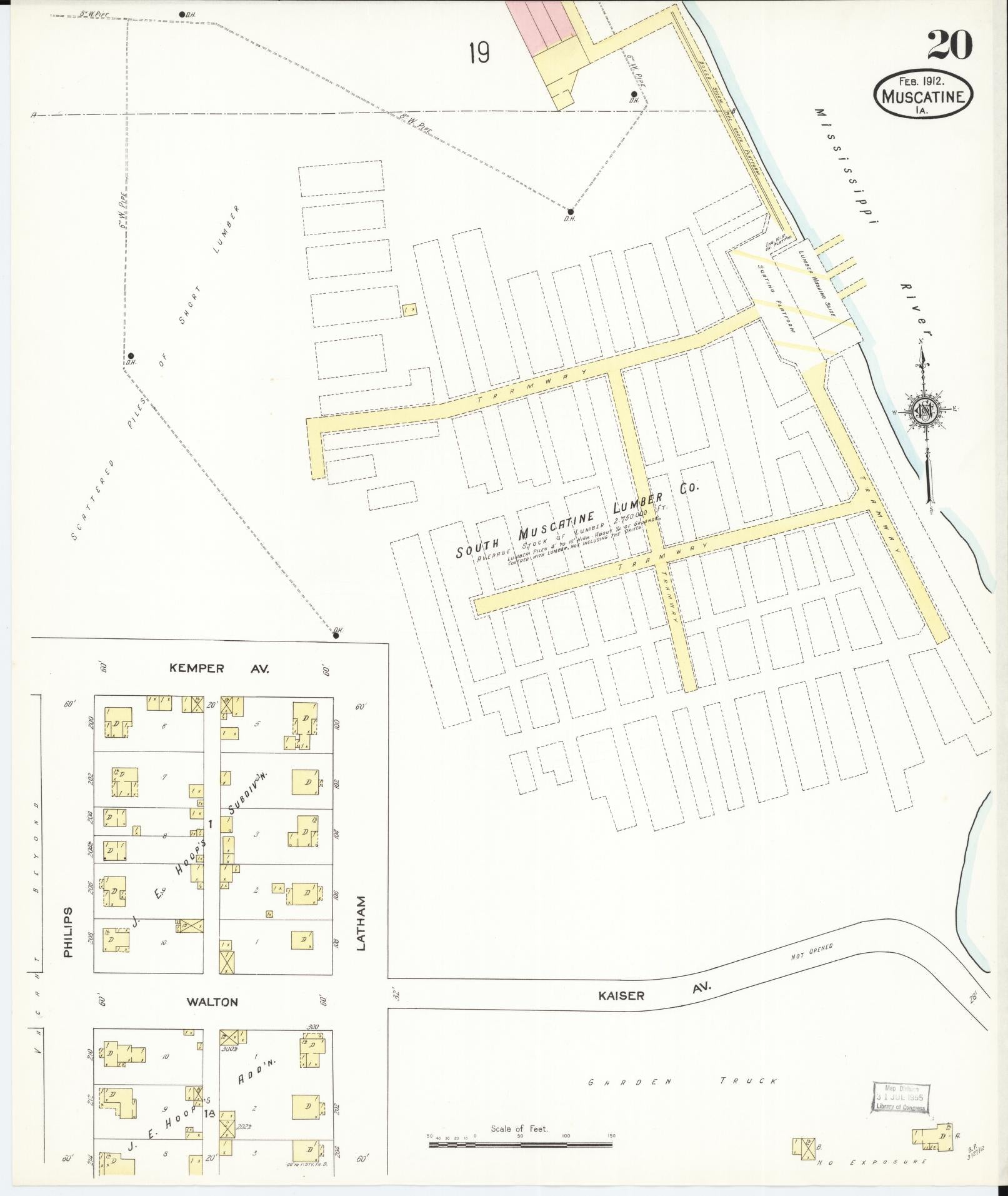 Sanborn Fire Insurance Map from Muscatine, Muscatine County, Iowa (1912), Sheet #0020 - Historic Sanborn Fire Insurance Map Print