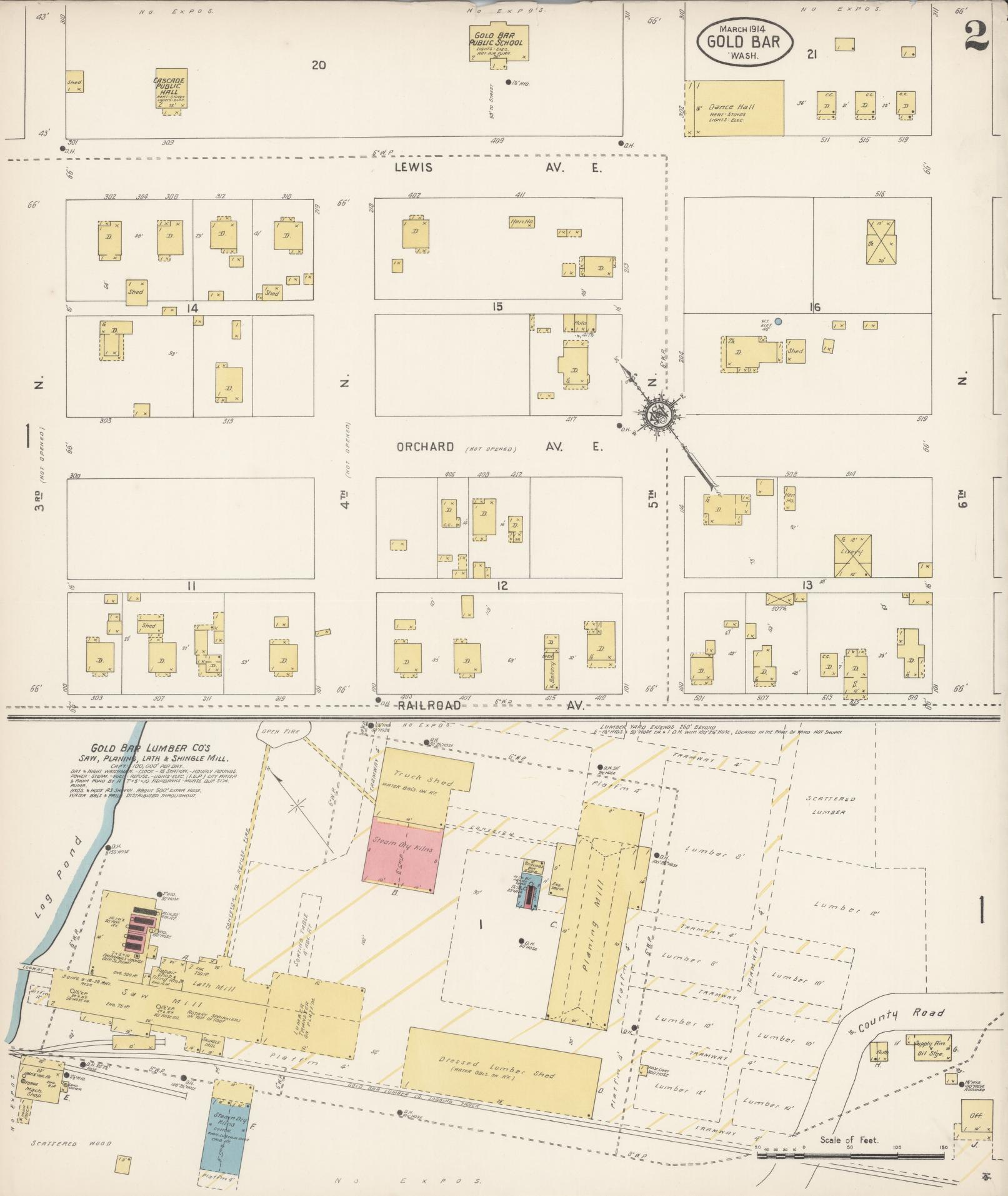 Sanborn Fire Insurance Map from Gold Bar, Snohomish County, Washington (1914), Sheet #0002 - Complete Map Set gallery image, historic Sanborn map, vintage wall art, Washington Washington