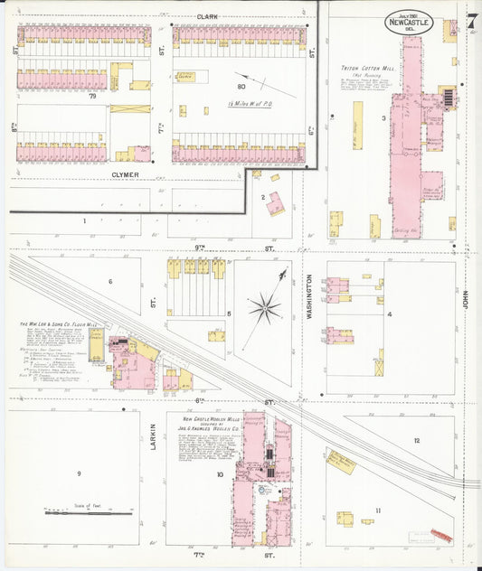 Sanborn Fire Insurance Map from New Castle, New Castle County, Delaware (1901), Sheet #0007 - Historic Sanborn Fire Insurance Map Print, vintage old map wall art, antique decor, genealogy gift, Delaware Delaware map