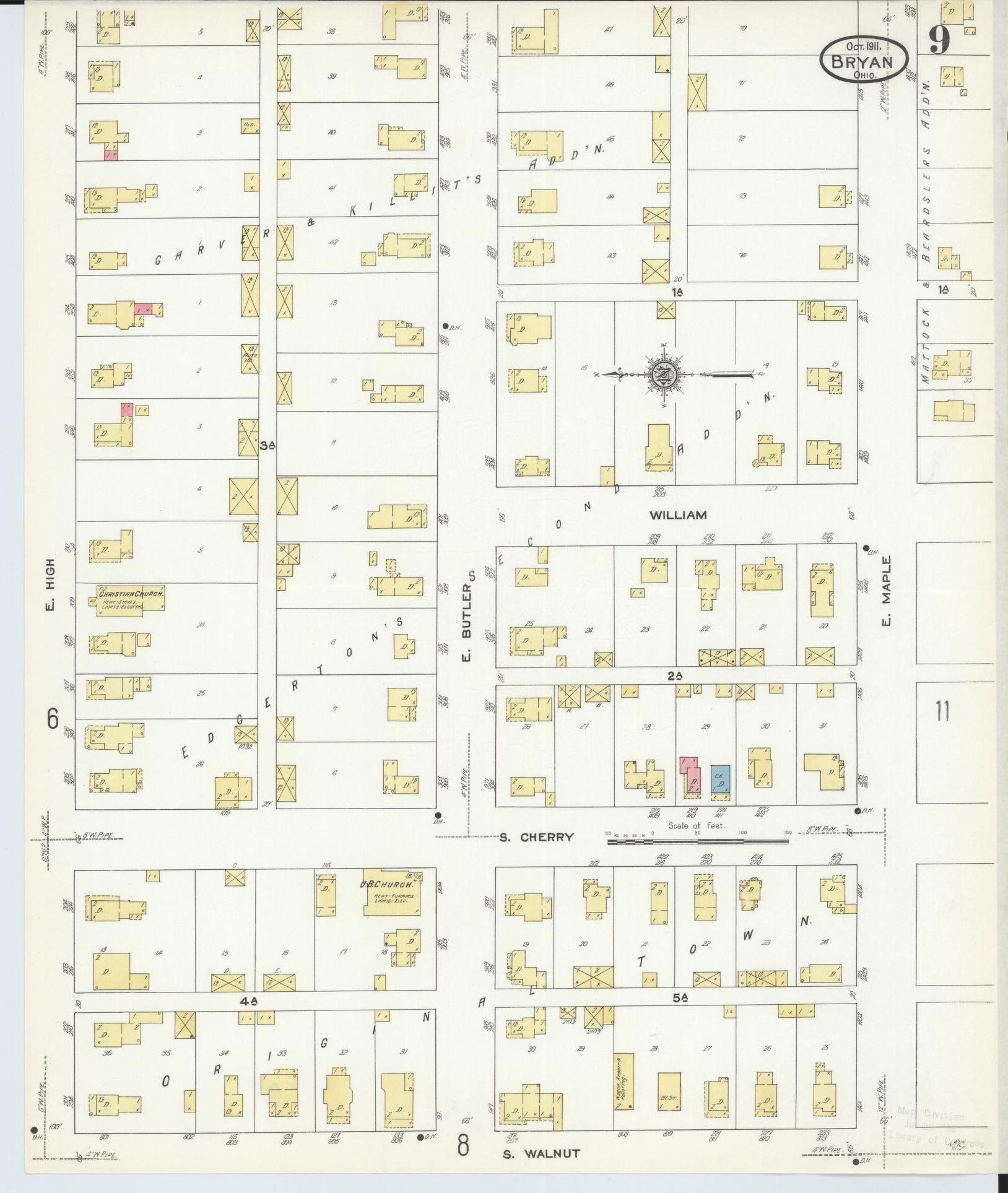 Sanborn Fire Insurance Map from Bryan, Williams County, Ohio (1911), Sheet #0009 - Complete Map Set gallery image, historic Sanborn map, vintage wall art, Ohio Ohio