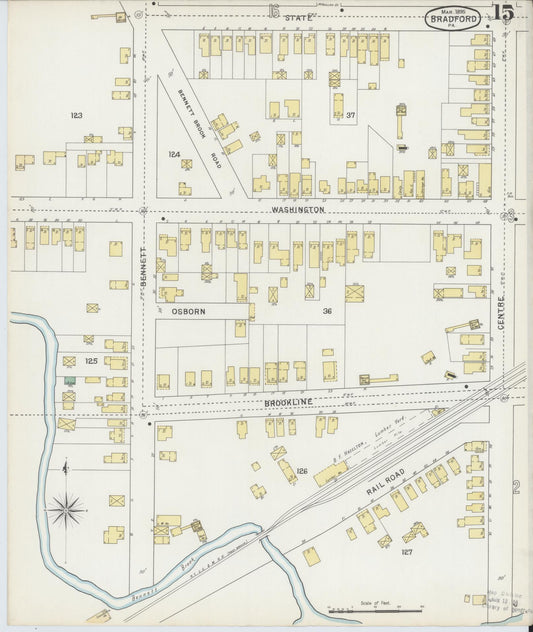 Sanborn Fire Insurance Map from Bradford, McKean County, Pennsylvania (1895), Sheet #0015 - Historic Sanborn Fire Insurance Map Print, vintage old map wall art, antique decor, genealogy gift, Pennsylvania Pennsylvania map