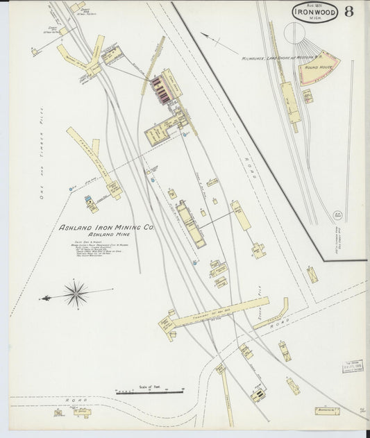 Sanborn Fire Insurance Map from Ironwood, Gogebic County, Michigan (1891), Sheet #0008 - Historic Sanborn Fire Insurance Map Print, vintage old map wall art, antique decor, genealogy gift, Michigan Michigan map
