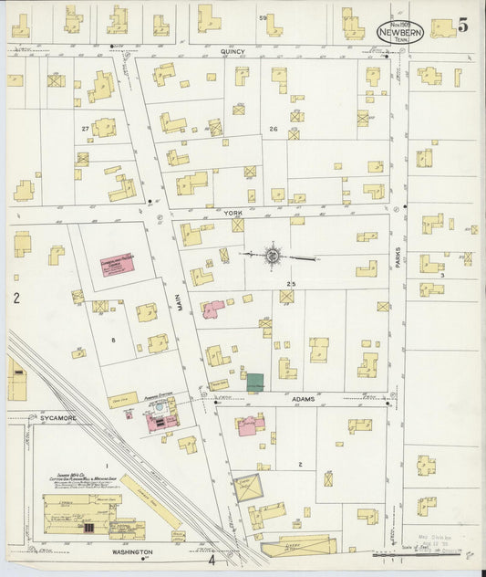 Sanborn Fire Insurance Map from Newbern, Dyer County, Tennessee (1909), Sheet #0005 - Historic Sanborn Fire Insurance Map Print, vintage old map wall art, antique decor, genealogy gift, Tennessee Tennessee map