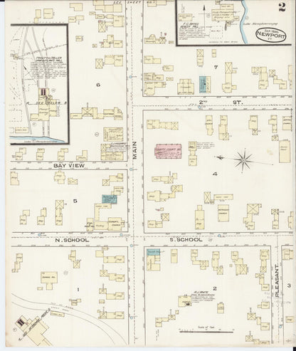 Sanborn Fire Insurance Map from Newport, Orleans County, Vermont (1885), Sheet #0002 - Complete Map Set gallery image, historic Sanborn map, vintage wall art, Vermont Vermont
