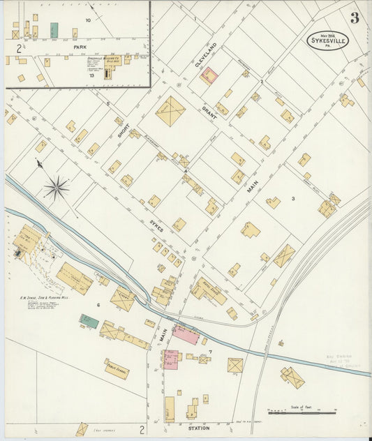 Sanborn Fire Insurance Map from Sykesville, Jefferson County, Pennsylvania (1906), Sheet #0003 - Historic Sanborn Fire Insurance Map Print, vintage old map wall art, antique decor, genealogy gift, Pennsylvania Pennsylvania map