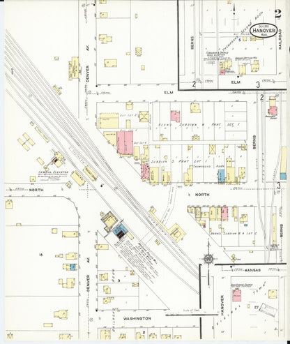 Sanborn Fire Insurance Map from Hanover, Washington County, Kansas (1911), Sheet #0002 - Complete Map Set gallery image, historic Sanborn map, vintage wall art, Kansas Kansas