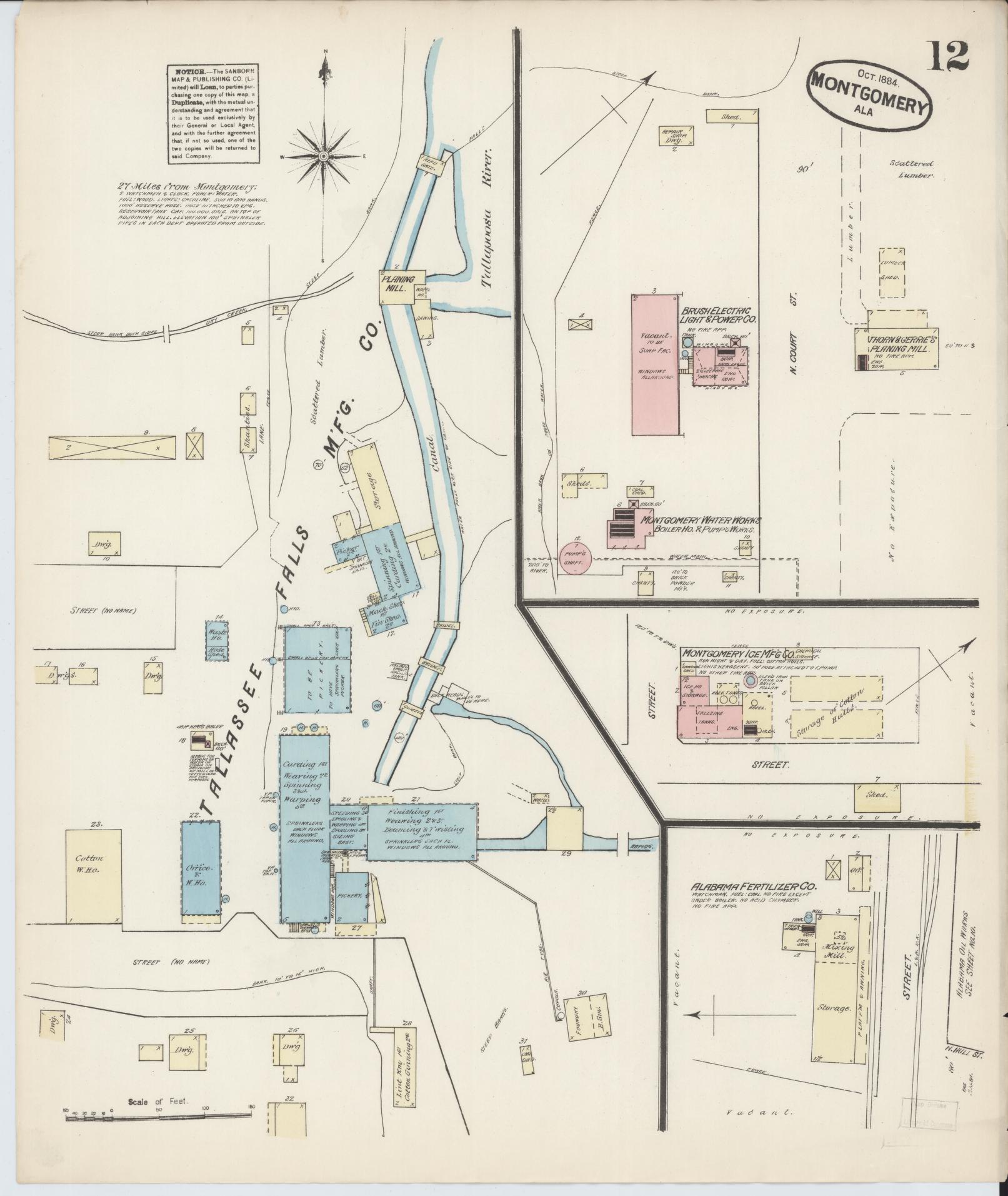 Sanborn Fire Insurance Map from Montgomery, Montgomery County, Alabama (1884), Sheet #0012 - Complete Map Set gallery image, historic Sanborn map, vintage wall art, Alabama Alabama