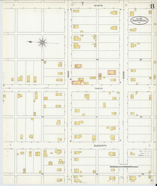 Sanborn Fire Insurance Map from Sharpsville, Mercer County, Pennsylvania (1905), Sheet #0008 - Historic Sanborn Fire Insurance Map Print, vintage old map wall art, antique decor, genealogy gift, Pennsylvania Pennsylvania map