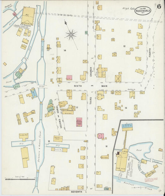 Sanborn Fire Insurance Map from Rosendale, Ulster County, New York (1898), Sheet #0006 - Historic Sanborn Fire Insurance Map Print, vintage old map wall art, antique decor, genealogy gift, New York New York map