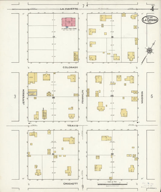 Sanborn Fire Insurance Map from La Grange, Fayette County, Texas (1921), Sheet #0004 - Historic Sanborn Fire Insurance Map Print, vintage old map wall art, antique decor, genealogy gift, Texas Texas map