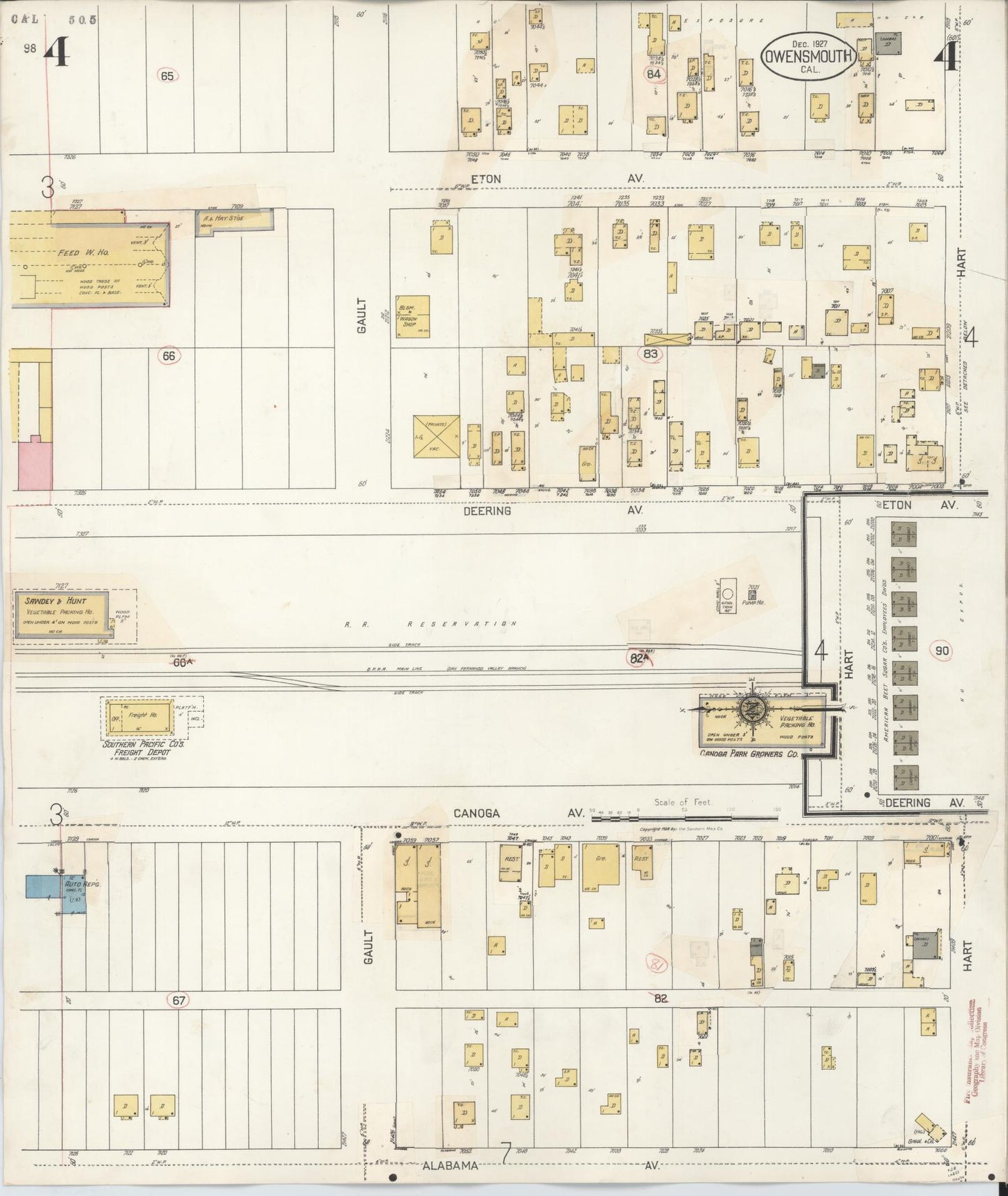 Sanborn Fire Insurance Map from Canoga Park, Los Angeles County, California (1932), Sheet #0004 - Complete Map Set gallery image, historic Sanborn map, vintage wall art, California California