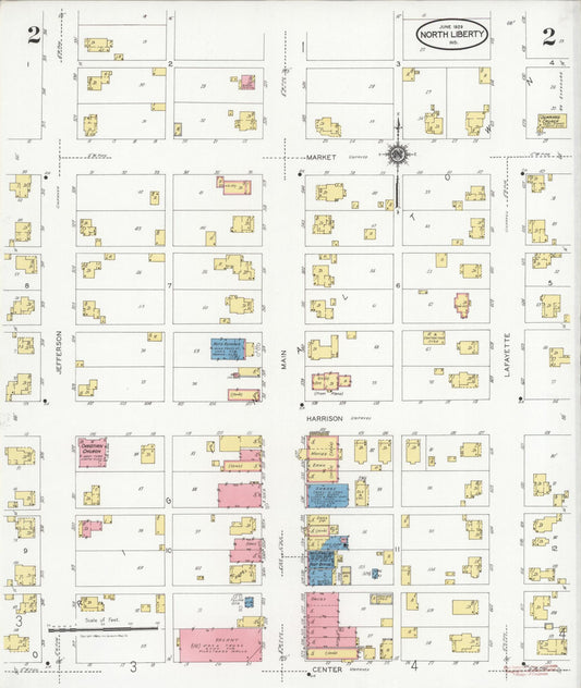 Sanborn Fire Insurance Map from North Liberty, Saint Joseph County, Indiana (1929), Sheet #0002 - Historic Sanborn Fire Insurance Map Print, vintage old map wall art, antique decor, genealogy gift, Indiana Indiana map