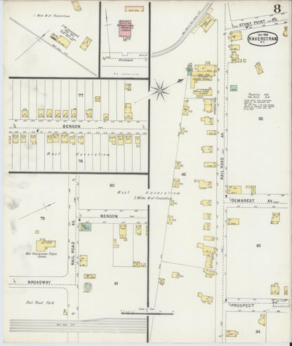Sanborn Fire Insurance Map from Haverstraw, Rockland County, New York (1896), Sheet #0008 - Historic Sanborn Fire Insurance Map Print, vintage old map wall art, antique decor, genealogy gift, New York New York map