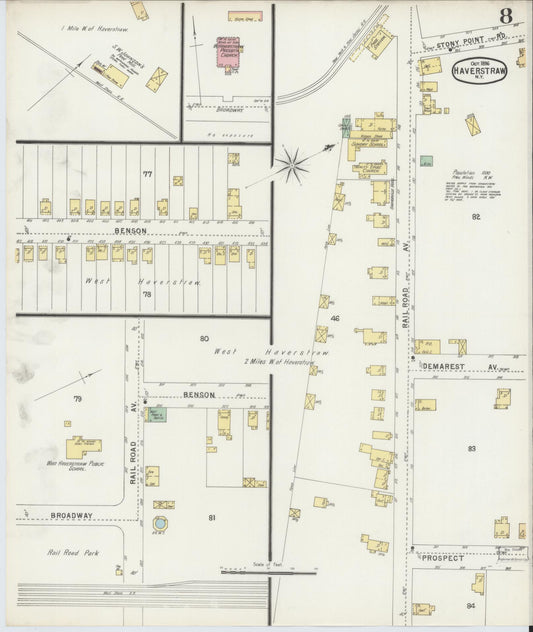 Sanborn Fire Insurance Map from Haverstraw, Rockland County, New York (1896), Sheet #0008 - Historic Sanborn Fire Insurance Map Print, vintage old map wall art, antique decor, genealogy gift, New York New York map