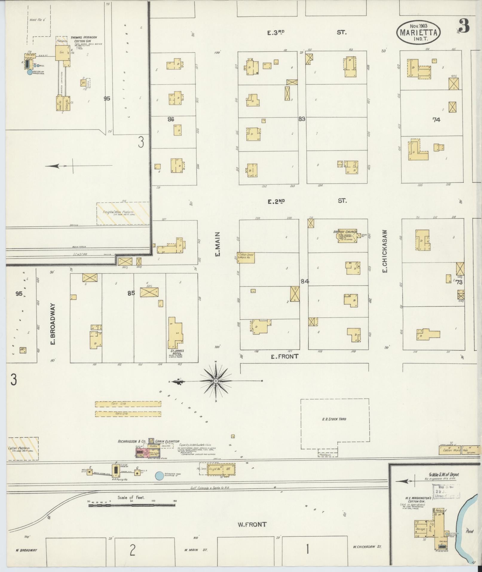 Sanborn Fire Insurance Map from Marietta, Love County, Oklahoma (1903), Sheet #0003 - Complete Map Set gallery image, historic Sanborn map, vintage wall art, Oklahoma Oklahoma