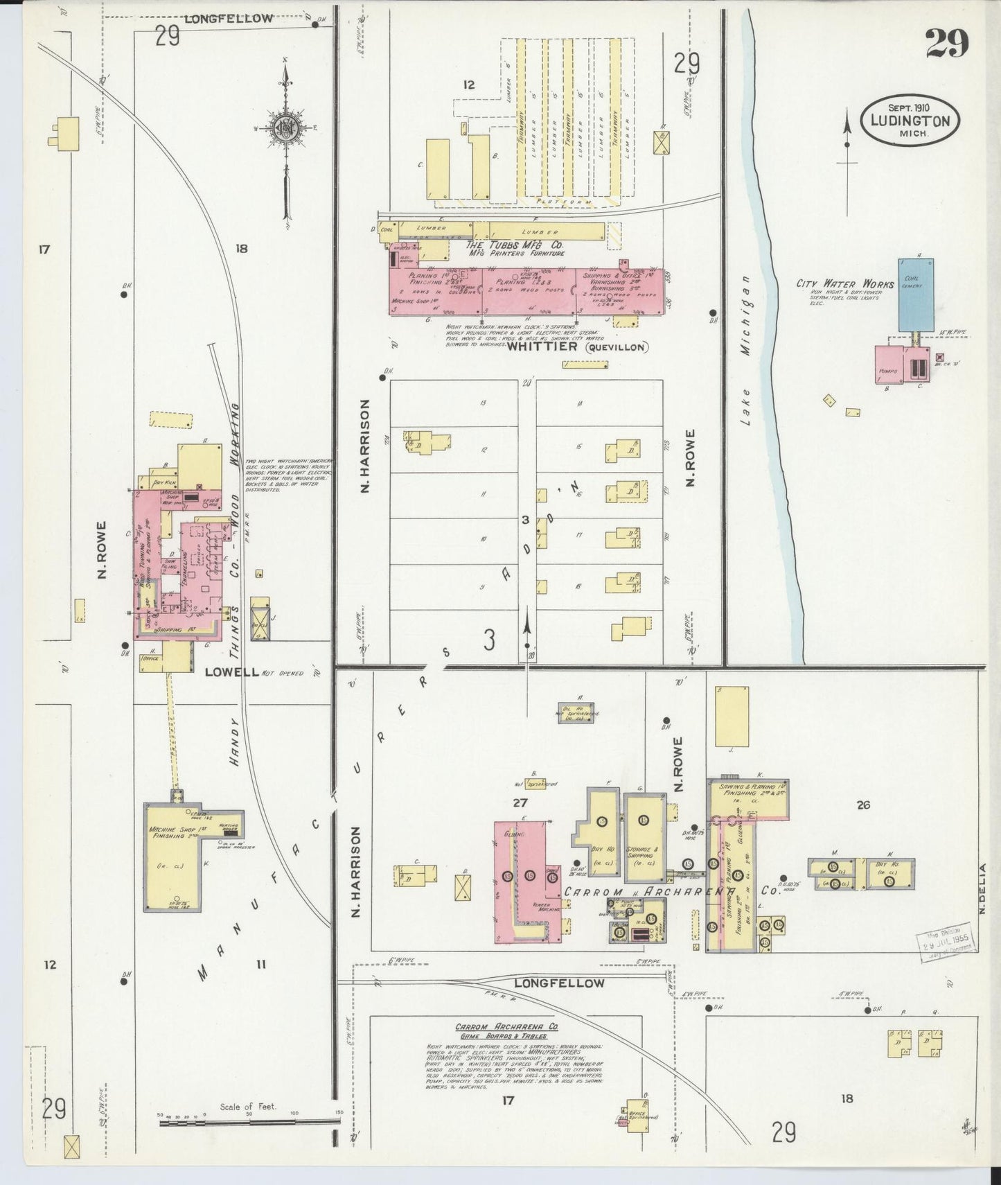 Sanborn Fire Insurance Map from Ludington, Mason County, Michigan (1910), Sheet #0029 - Complete Map Set gallery image, historic Sanborn map, vintage wall art, Michigan Michigan