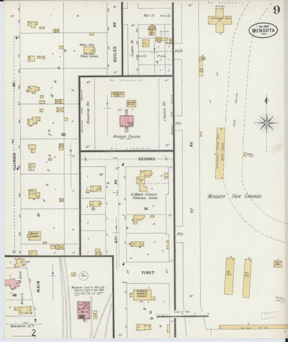 Sanborn Fire Insurance Map from Mendota, La Salle County, Illinois (1897), Sheet #0009 - Complete Map Set gallery image, historic Sanborn map, vintage wall art, Illinois Illinois