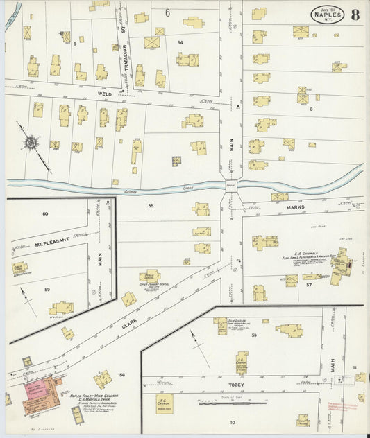 Sanborn Fire Insurance Map from Naples, Ontario County, New York (1911), Sheet #0008 - Historic Sanborn Fire Insurance Map Print, vintage old map wall art, antique decor, genealogy gift, New York New York map
