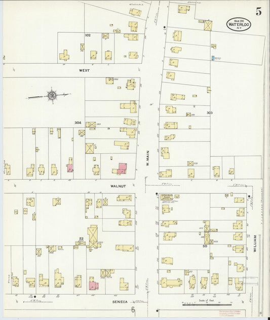 Sanborn Fire Insurance Map from Waterloo, Seneca County, New York (1911), Sheet #0005 - Historic Sanborn Fire Insurance Map Print, vintage old map wall art, antique decor, genealogy gift, New York New York map