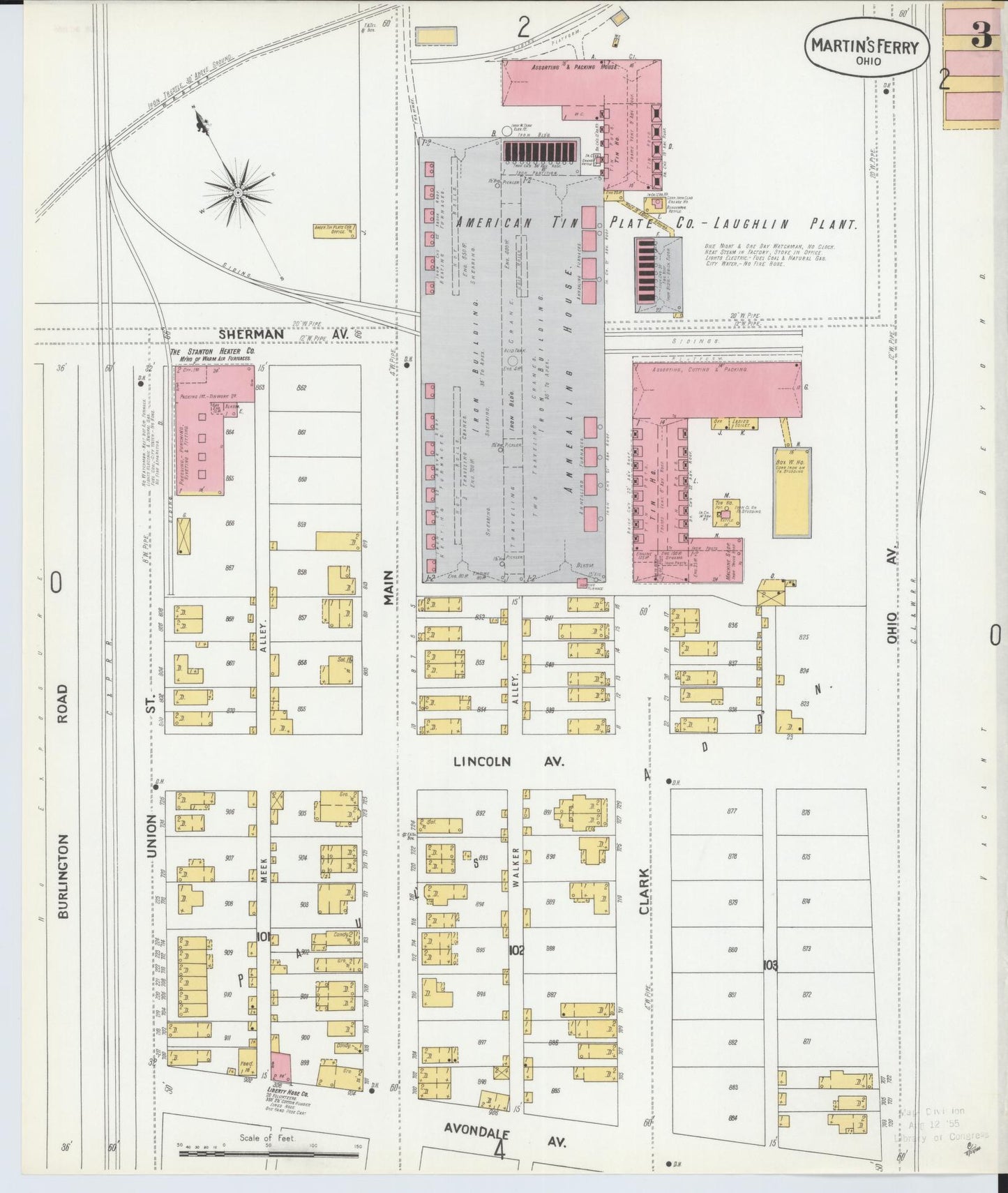 Sanborn Fire Insurance Map from Martins Ferry, Belmont County, Ohio (1900), Sheet #0003 - Historic Sanborn Fire Insurance Map Print, vintage old map wall art, antique decor, genealogy gift, Ohio Ohio map