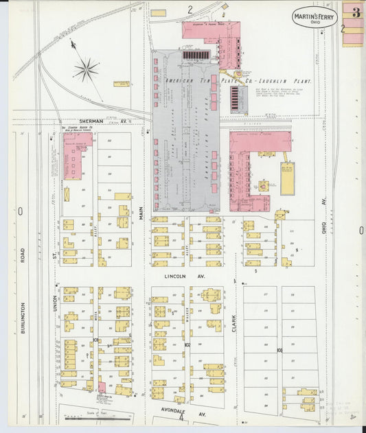 Sanborn Fire Insurance Map from Martins Ferry, Belmont County, Ohio (1900), Sheet #0003 - Historic Sanborn Fire Insurance Map Print, vintage old map wall art, antique decor, genealogy gift, Ohio Ohio map