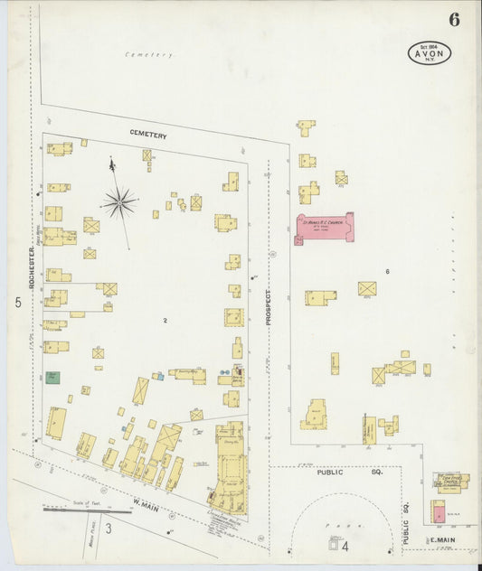 Sanborn Fire Insurance Map from Avon, Livingston County, New York (1904), Sheet #0006 - Historic Sanborn Fire Insurance Map Print, vintage old map wall art, antique decor, genealogy gift, New York New York map