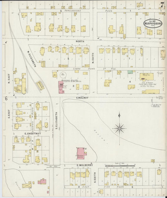 Sanborn Fire Insurance Map from Murphysboro, Jackson County, Illinois (1897), Sheet #0007 - Historic Sanborn Fire Insurance Map Print, vintage old map wall art, antique decor, genealogy gift, Illinois Illinois map