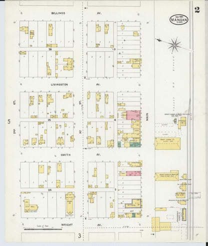 Sanborn Fire Insurance Map from Mandan, Morton County, North Dakota (1904), Sheet #0002 - Complete Map Set gallery image, historic Sanborn map, vintage wall art, North Dakota North Dakota