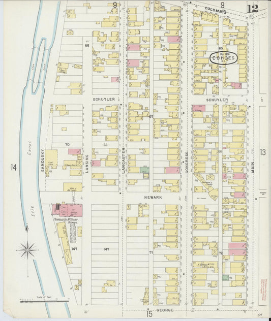 Sanborn Fire Insurance Map from Cohoes, Albany County, New York (1896), Sheet #0012 - Historic Sanborn Fire Insurance Map Print, vintage old map wall art, antique decor, genealogy gift, New York New York map