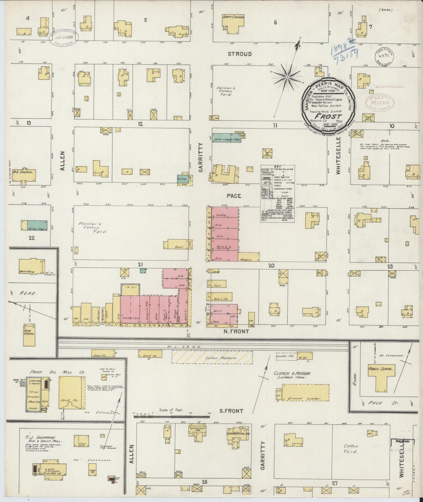Sanborn Fire Insurance Map from Frost, Navarro County, Texas. (1898) – Historic Sanborn Fire Insurance Map Print