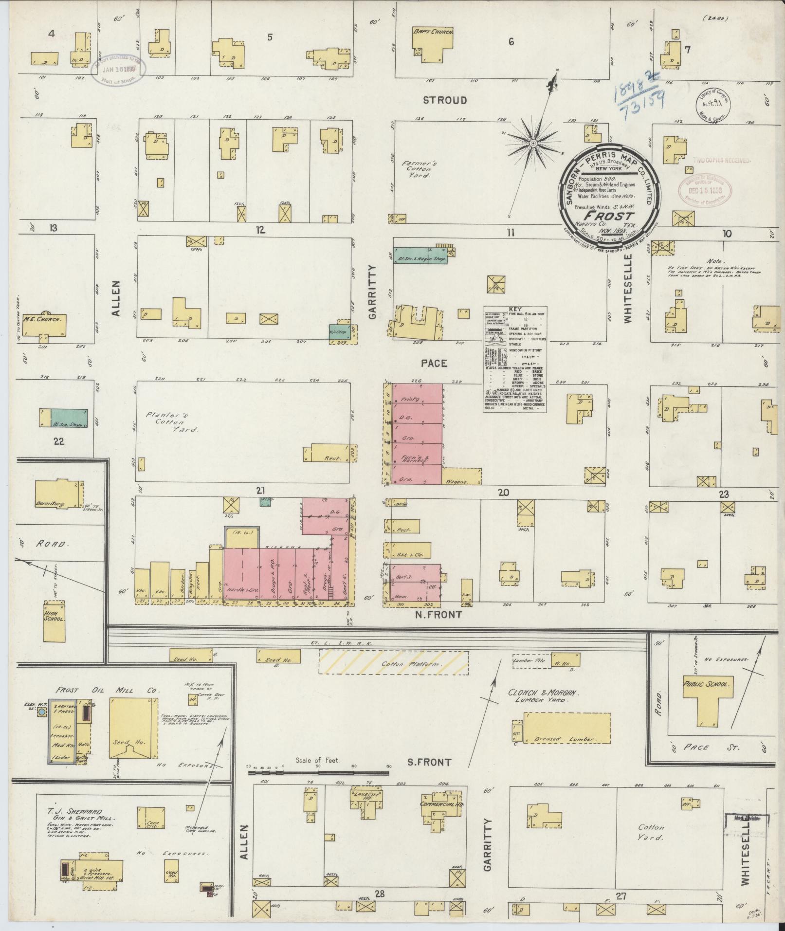 Sanborn Fire Insurance Map from Frost, Navarro County, Texas. (1898) – Historic Sanborn Fire Insurance Map Print