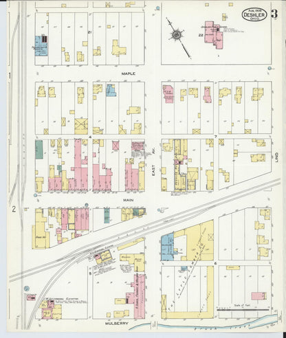 Sanborn Fire Insurance Map from Deshler, Henry County, Ohio (1909), Sheet #0003 - Historic Sanborn Fire Insurance Map Print, vintage old map wall art, antique decor, genealogy gift, Ohio Ohio map