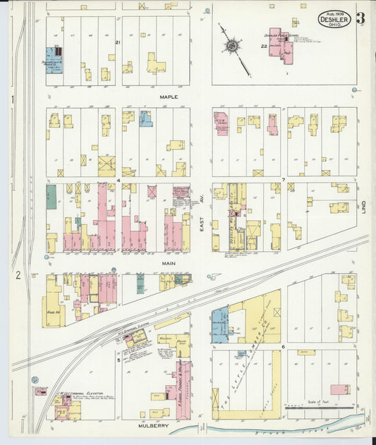 Sanborn Fire Insurance Map from Deshler, Henry County, Ohio (1909), Sheet #0003 - Historic Sanborn Fire Insurance Map Print, vintage old map wall art, antique decor, genealogy gift, Ohio Ohio map