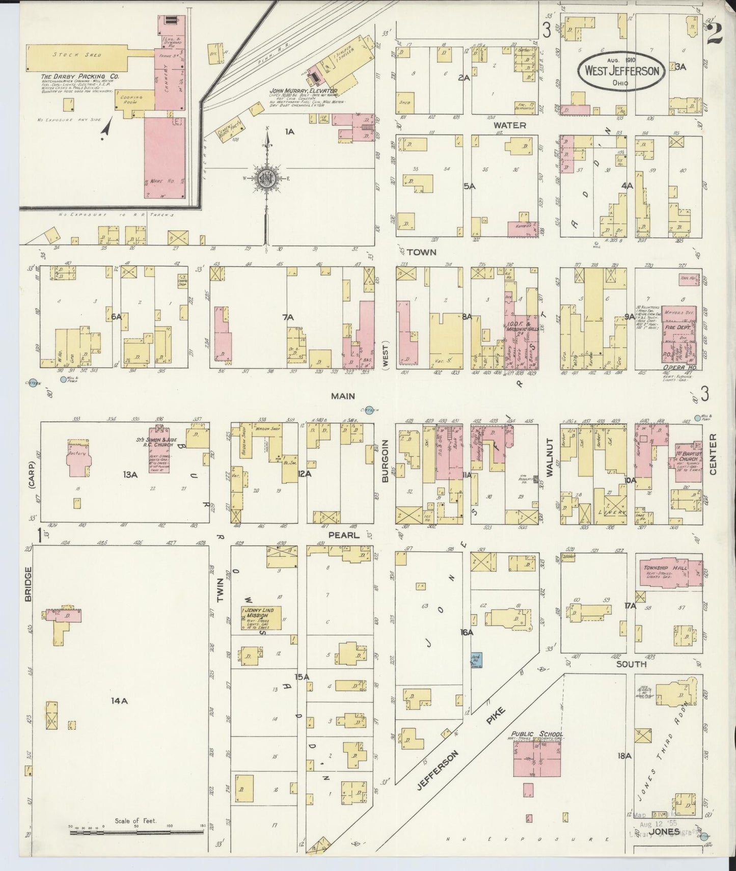 Sanborn Fire Insurance Map from West Jefferson, Madison County, Ohio (1910), Sheet #0002 - Historic Sanborn Fire Insurance Map Print, vintage old map wall art, antique decor, genealogy gift, Ohio Ohio map