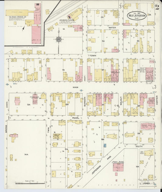 Sanborn Fire Insurance Map from West Jefferson, Madison County, Ohio (1910), Sheet #0002 - Historic Sanborn Fire Insurance Map Print, vintage old map wall art, antique decor, genealogy gift, Ohio Ohio map