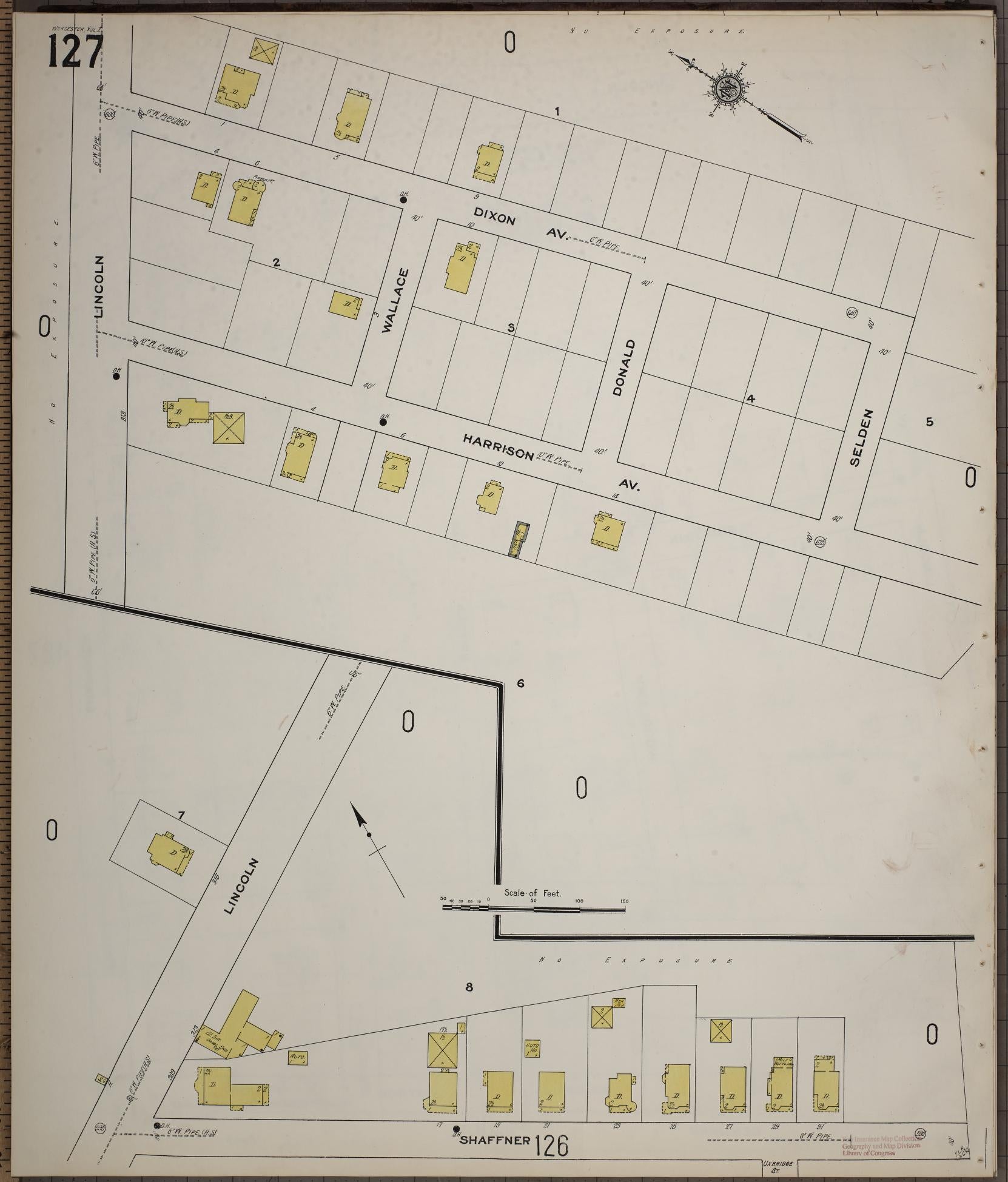 Sanborn Fire Insurance Map from Worcester, Worcester County, Massachusetts (1910), Sheet #0127 - Complete Map Set gallery image, historic Sanborn map, vintage wall art, Massachusetts Massachusetts
