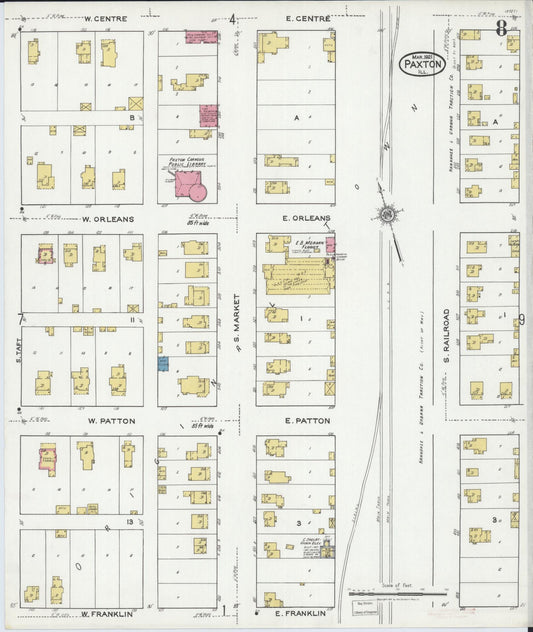 Sanborn Fire Insurance Map from Paxton, Ford County, Illinois (1921), Sheet #0008 - Historic Sanborn Fire Insurance Map Print, vintage old map wall art, antique decor, genealogy gift, Illinois Illinois map