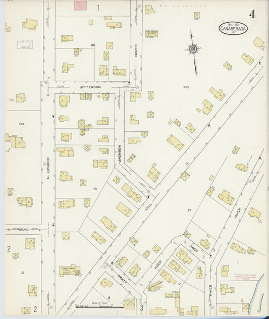 Sanborn Fire Insurance Map from Canaseraga, Allegany County, New York (1913), Sheet #0004 - Historic Sanborn Fire Insurance Map Print, vintage old map wall art, antique decor, genealogy gift, New York New York map