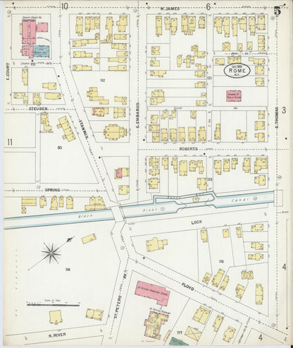 Sanborn Fire Insurance Map from Rome, Oneida County, New York (1899), Sheet #0005 - Complete Map Set gallery image, historic Sanborn map, vintage wall art, New York New York