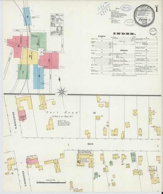 Sanborn Fire Insurance Map from Avon, Livingston County, New York (1898), Sheet #0001 - Historic Sanborn Fire Insurance Map Print, vintage old map wall art, antique decor, genealogy gift, New York New York map