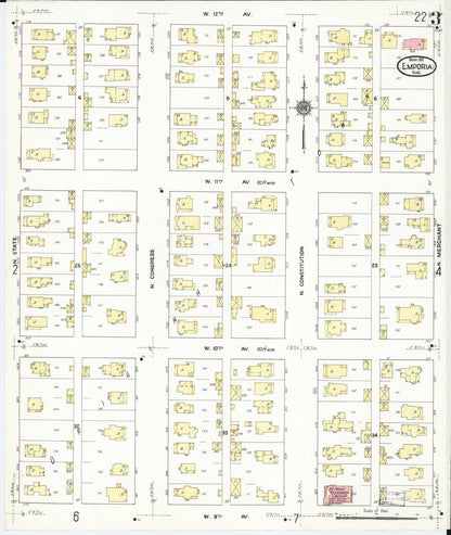 Sanborn Fire Insurance Map from Emporia, Lyon County, Kansas (1911), Sheet #0003 - Complete Map Set gallery image, historic Sanborn map, vintage wall art, Kansas Kansas