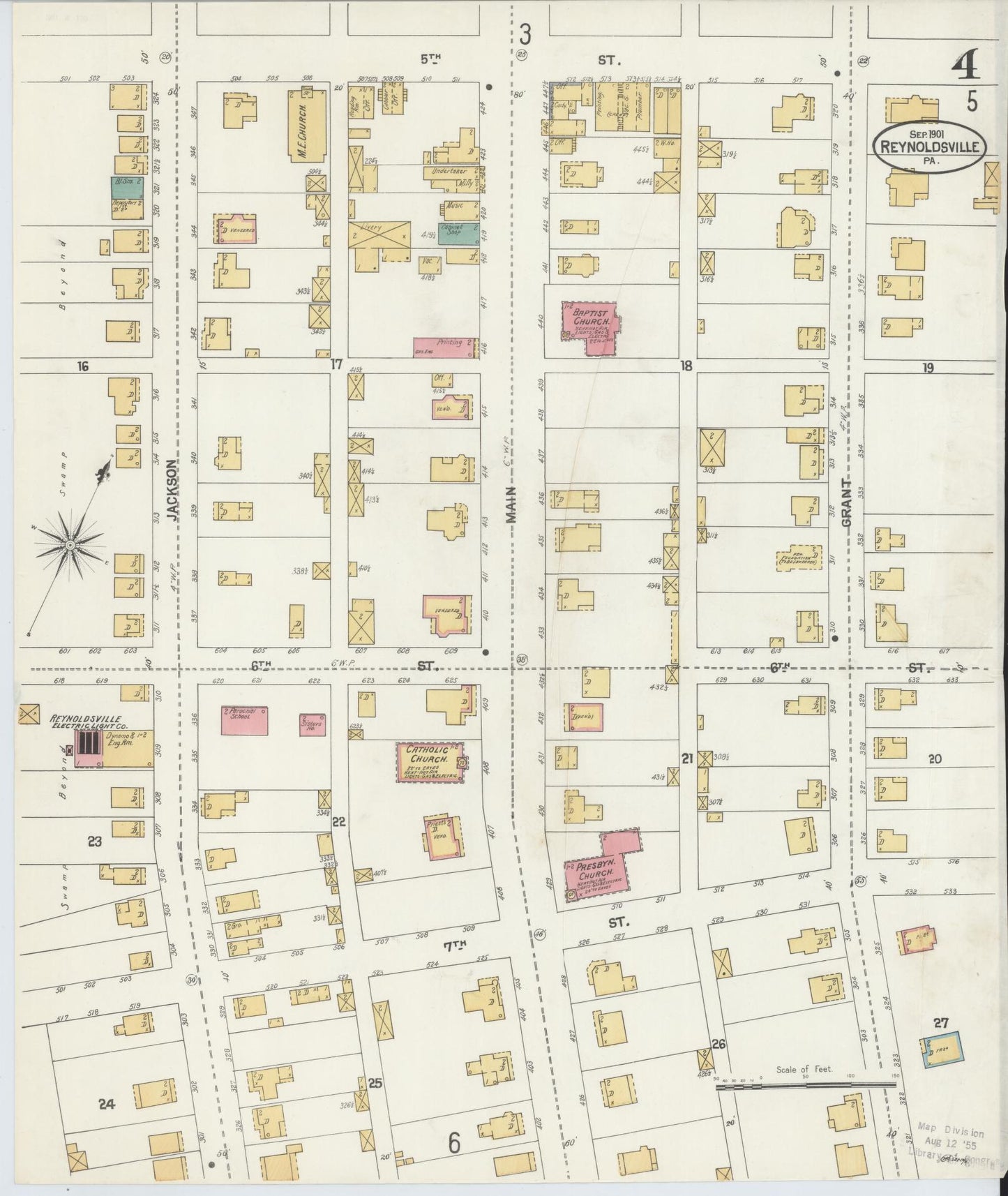 Sanborn Fire Insurance Map from Reynoldsville, Jefferson County, Pennsylvania (1901), Sheet #0004 - Complete Map Set gallery image, historic Sanborn map, vintage wall art, Pennsylvania Pennsylvania