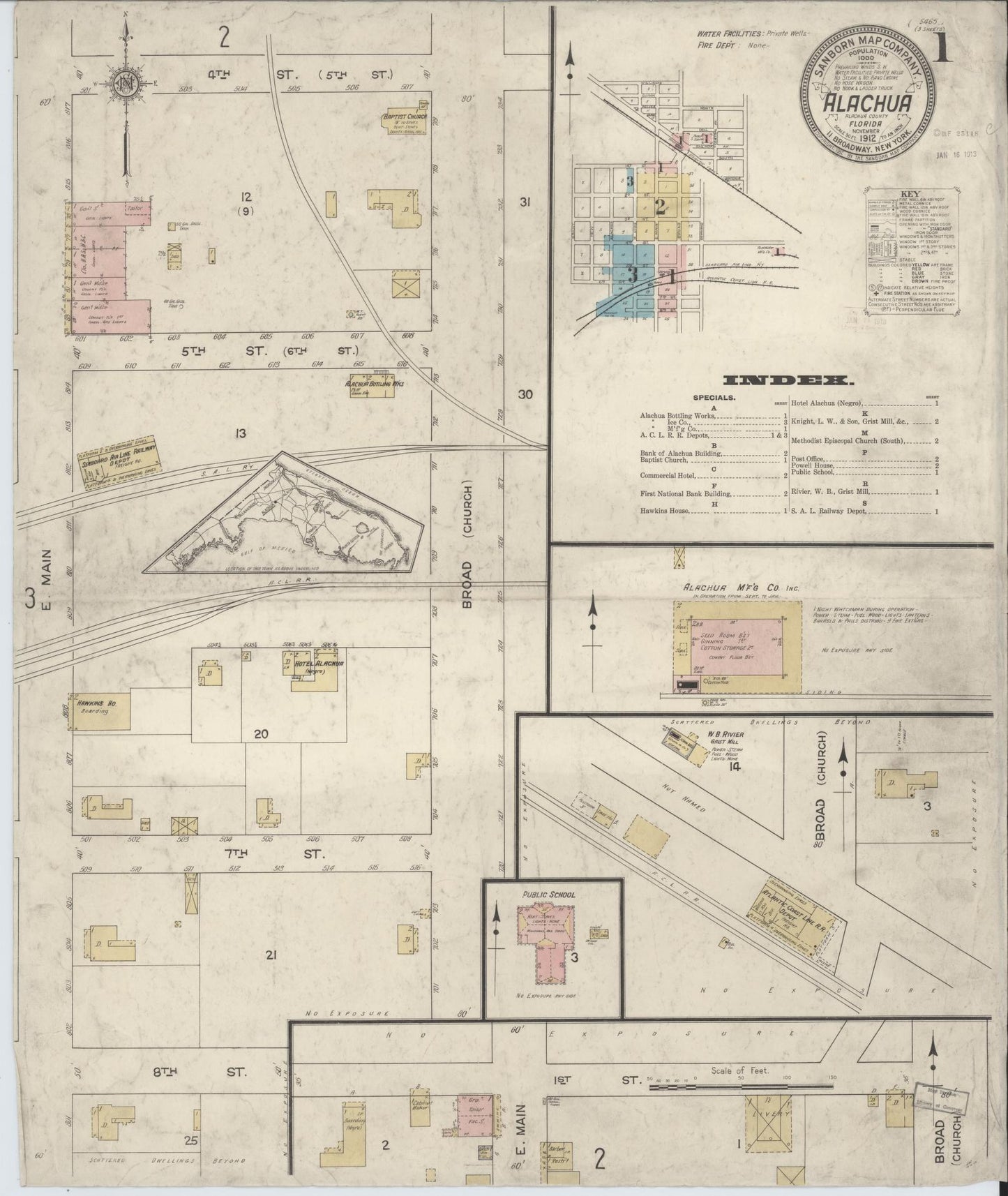 Sanborn Fire Insurance Map from Alachua, Alachua County, Florida. (1912) – Historic Sanborn Fire Insurance Map Print