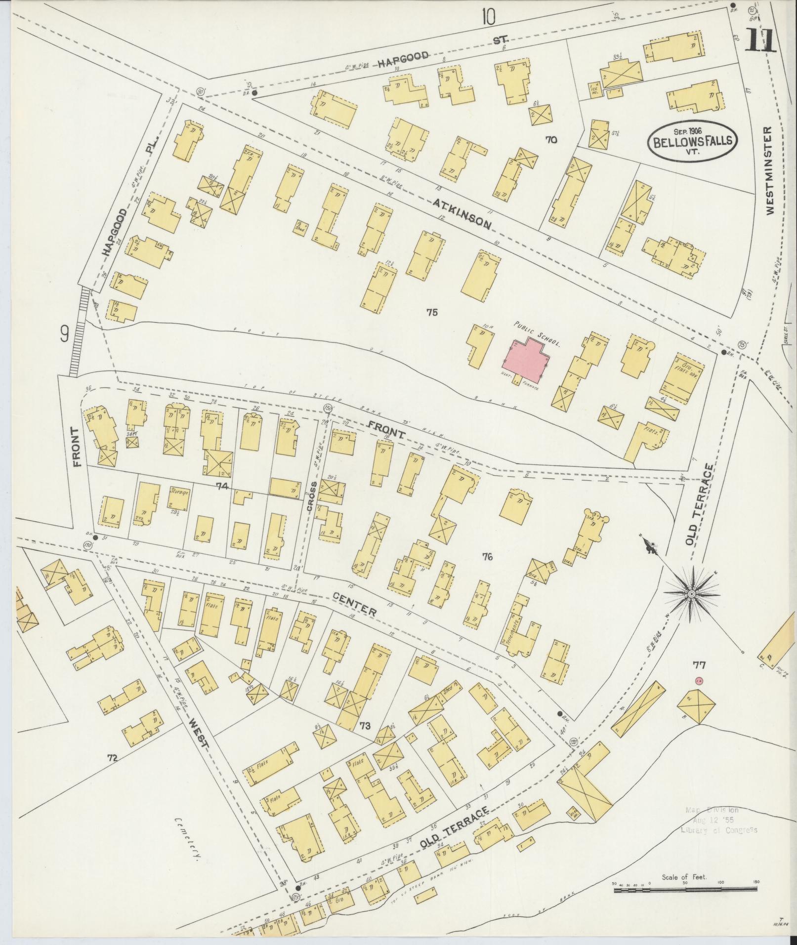 Sanborn Fire Insurance Map from Bellows Falls, Windham County, Vermont (1906), Sheet #0011 - Complete Map Set gallery image, historic Sanborn map, vintage wall art, Vermont Vermont