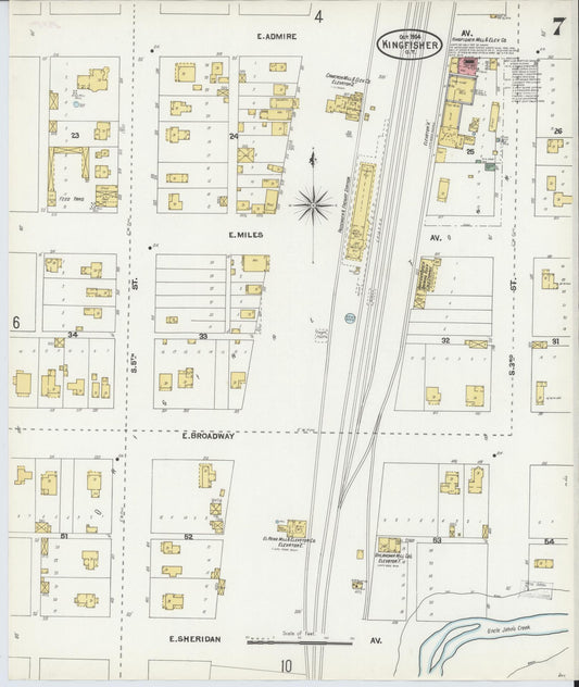 Sanborn Fire Insurance Map from Kingfisher, Kingfisher County, Oklahoma (1904), Sheet #0007 - Historic Sanborn Fire Insurance Map Print, vintage old map wall art, antique decor, genealogy gift, Oklahoma Oklahoma map