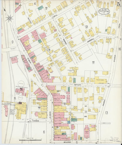 Sanborn Fire Insurance Map from Pittston, Luzerne County, Pennsylvania (1903), Sheet #0005 - Historic Sanborn Fire Insurance Map Print, vintage old map wall art, antique decor, genealogy gift, Pennsylvania Pennsylvania map