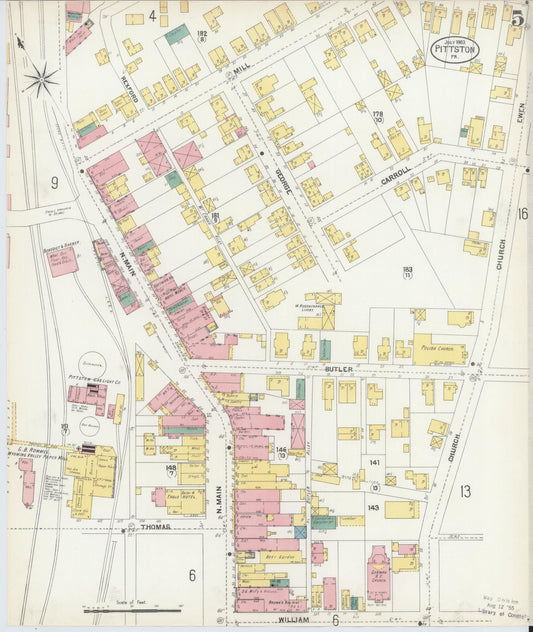 Sanborn Fire Insurance Map from Pittston, Luzerne County, Pennsylvania (1903), Sheet #0005 - Historic Sanborn Fire Insurance Map Print, vintage old map wall art, antique decor, genealogy gift, Pennsylvania Pennsylvania map