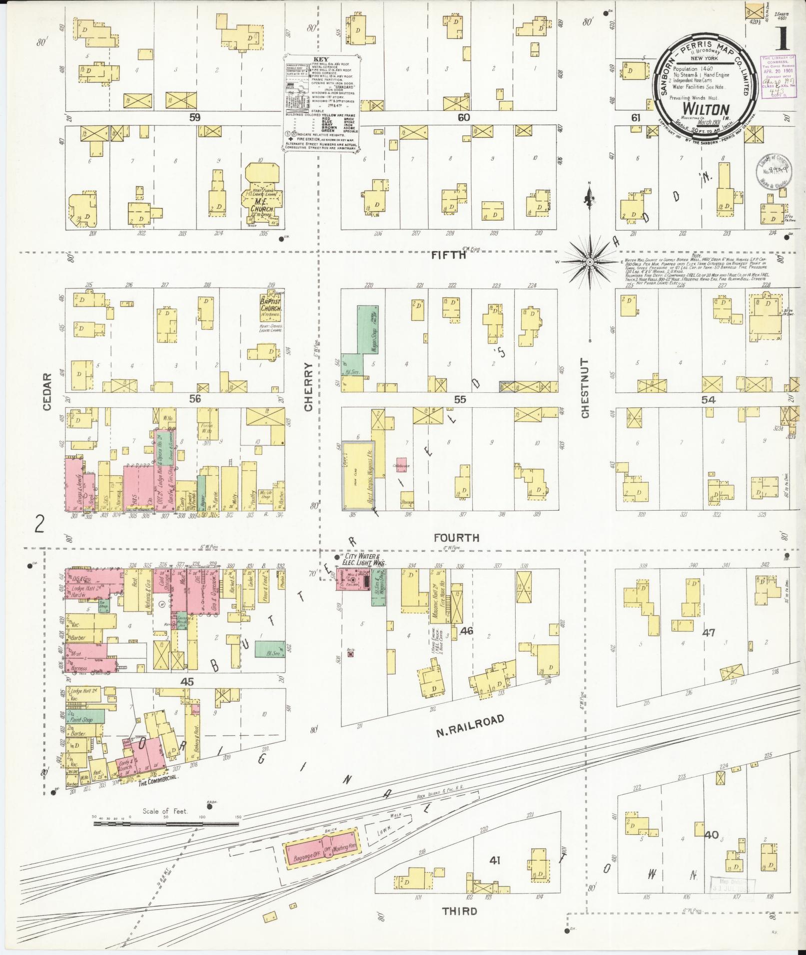 Sanborn Fire Insurance Map from Wilton Junction, Muscatine County, Iowa (1901), Sheet #0001 - Historic Sanborn Fire Insurance Map Print